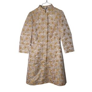 Joseph Magnin Vintage 60s Mod Gold Silver Metallic Brocade Evening Coat Jacket